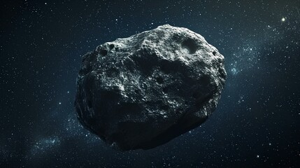 giant space rock meteorite found in solar system asteroid belt. generative ai