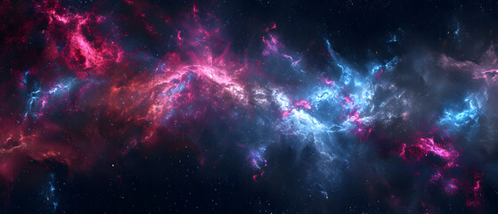 a breathtaking magenta nebula illuminates the vast expanse of the universe, filling the void of spac