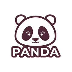 Poster - vector logo with a cute and stylized panda