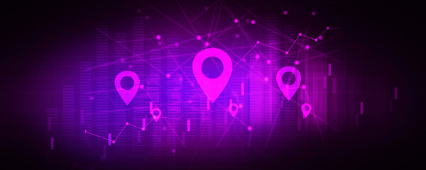 Fototapete - 2d rendering Red map pointer