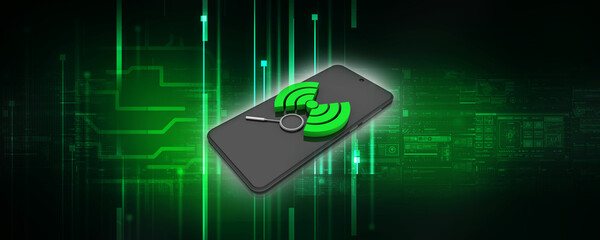 Poster - 3d illustration Transmitter mobile WiFi
