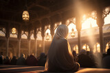 Fototapeta Natura - Muslim woman in the mosque during the holy month of Ramadan Kareem