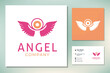 Sun with beauty Angel Wings logo design 