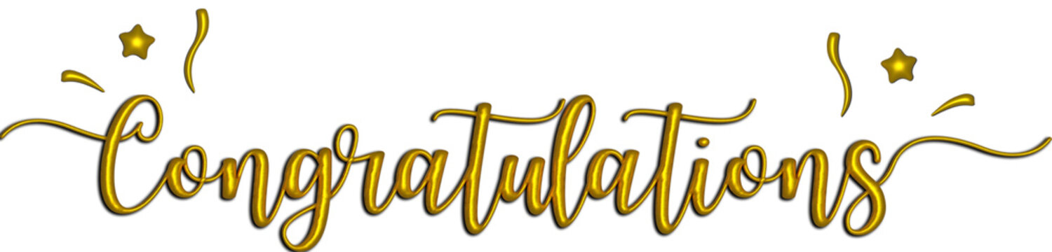 Golden Colored congratulations luxurious lettering 3d design