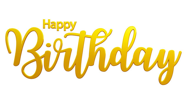 Golden Colored happy birthday luxurious lettering 3d design