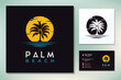 Palm Tree Beach Silhouette for Hotel Restaurant Vacation Holiday Travel logo design
