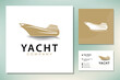 Yacht Cruise Boat Ship for Ocean Vacation Logo design inspiration with minimalist line art style
