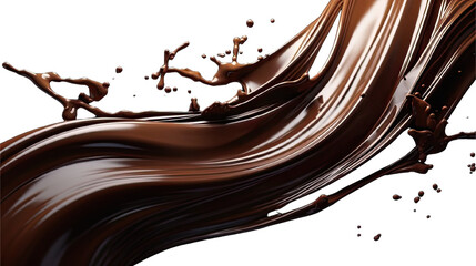 Wall Mural - Collection of PNG. Melted dark chocolate flow isolated on a transparent background.