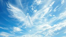 Angel Spirit In Blue Sky With Clouds