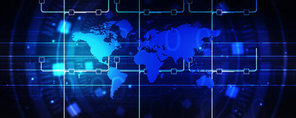 Poster - 2d illustration world map abstract background
