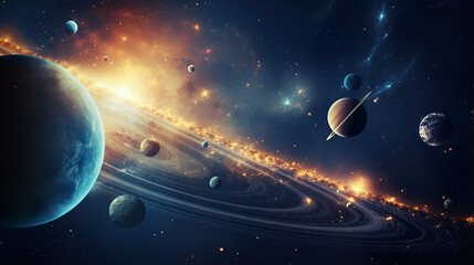 Wall Mural - beautiful solar system and space objects elements of this image