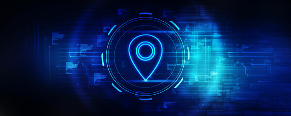 Fototapete - 2d rendering Red map pointer