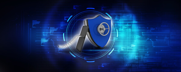 Poster - 3d rendering Transmitter mobile with shield

