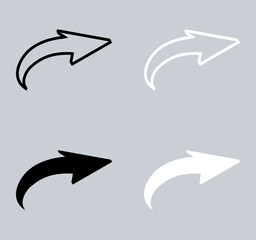 Poster - Set of Curved arrow icon. Arrow pointer icon sign symbol in trendy flat style. Arrow right vector icon illustration isolated on gray background