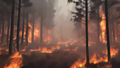 Wall Mural - fire in the forest