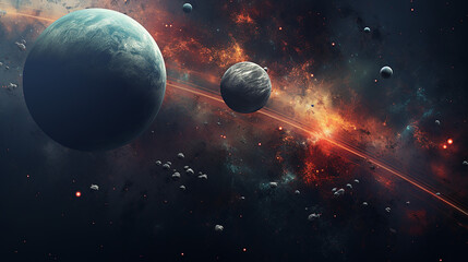 Wall Mural - abstract planets on space texture