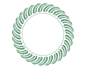 Wall Mural - Circular round frame design concept of green leaves decorated and isolated on white background - vector illustration