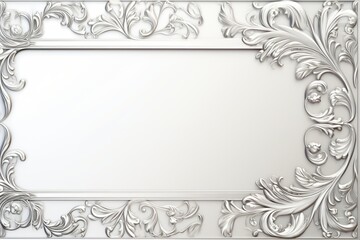 Wall Mural - silver color greeting card design with frame on the borders