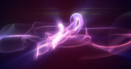 Poster - Abstract waves of purple energy magic smoke and glowing lines on a black background