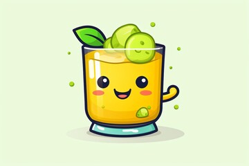 Cartoon character or emoticon design of a mocktail or cocktail drink