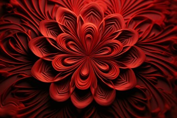 Wall Mural - Red color fractal pattern or mandala design for wallpaper or backgrounds