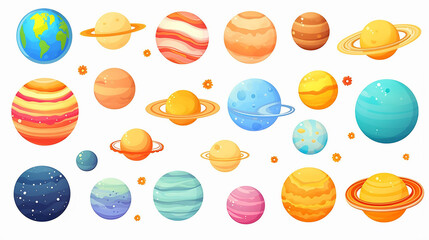 Wall Mural - solar system set of cartoon planets. planets of the solar systems.