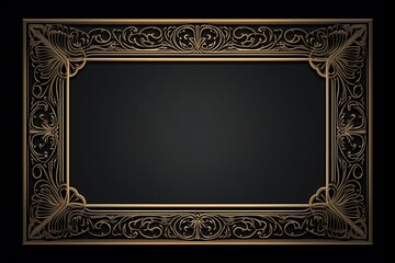 Wall Mural - black color greeting card design with golden frame on the borders