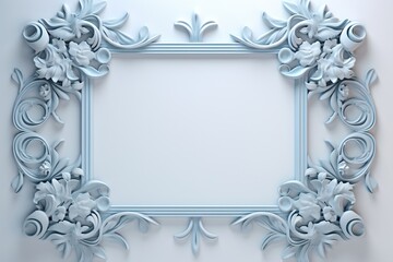 Wall Mural - a light blue color card design with a frame on the border