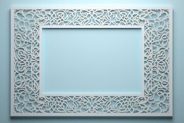 Wall Mural - a light blue color card design with a frame on the border