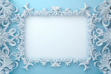 Wall Mural - a light blue color card design with a frame on the border