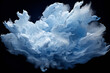 Graphic resources of blue smoke, mist, cloud, thunder, storm or dye, paint floating in water or levitating in air. Abstract, minimalist and surreal blank background with copy space
