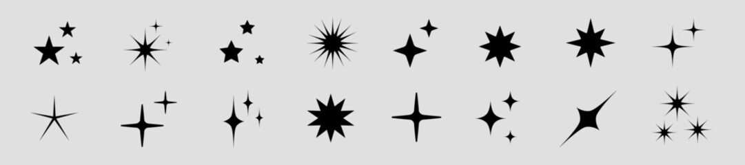 Wall Mural - sparkle icons set. twinkle stars collection. shine star icons. effect shine, glitter, twinkling and 