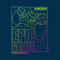 Aufkleber - textile print design with typo and gamepad drawing as vector