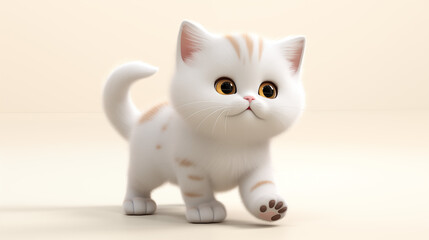 Sticker - 3d cartoon cute munchkin cat on white background