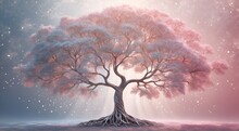 In A Dreamlike, Otherworldly Composition, An Ethereal Fairylike Binary Tree Entity Takes Center Stage, Captivating Viewers With Its Enchanting Presence.