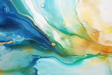 Wall Mural - snaking metallic swirls currents of translucent hues, and foamy sprays of color shape the landscape of these free-flowing textures. Natural luxury abstract fluid art painting in liquid ink technique