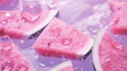 Wall Mural - Slices of watermelon are sitting in a bowl of water