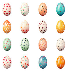 Set of Easter eggs colourful #02 cutout on transparent background. Easter day. Mockup advertisement. product presentation. banner, poster, card, t shirt, sticker.