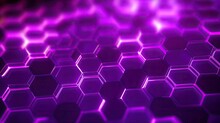 Background With Neon Purple Circles Arranged In A Honeycomb Pattern With A Motion Blur Effect And Light Streaks