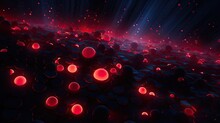 Background With Red Circles Arranged Randomly With A 3d Effect And Particle System