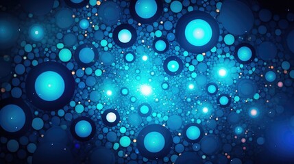 Background with blue circles arranged in a circular pattern with a kaleidoscope effect and color gradient