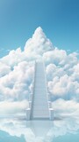 Fototapeta Na sufit - Aesthetic depicting a stairway to heaven , surrounded by clouds and celestial imagery.