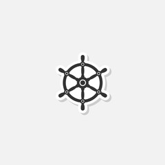 Sticker - Ship wheel logo sticker isolated on gray background