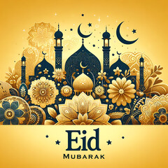 Wall Mural - Eid Mubarak greeting card, Eid Mubarak concept Background, Generative AI