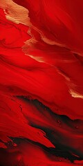 Poster - Red and gold abstract painting wallpaper, in the style of minimalist backgrounds.