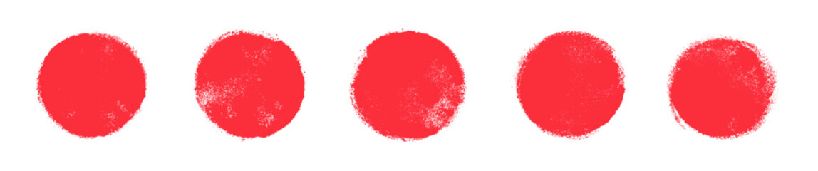 Leinwandbilder - Set of vector red brush circles. Rough textured hand painted Japanese flag. Sponge stamp grungy red ink blobs, splashes. Abstract watercolor Japan flag illustration. Symbol of sun, calligraphy art