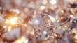 a macro close-up image of many precious stones diamonds or similar zirconia fianit with golden or rose gold undertone shimmering in the sunlight filling the frame