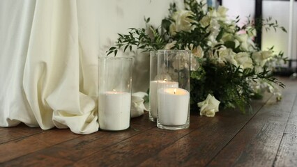 Poster - decorative candles on the floor in a restaurant on a holiday