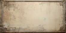Vintage Background With An Empty Grunge Canvas And Old Silver Frame For Your Picture Or Image.