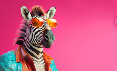 Poster - A chilled out zebra with shades sipping mocktel